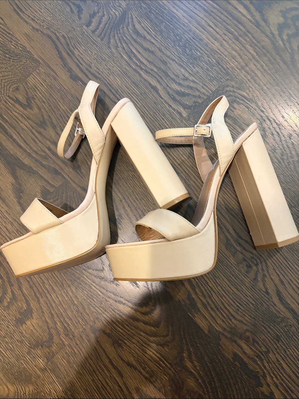 Steve Madden Nude Platform Block Heel Sandals